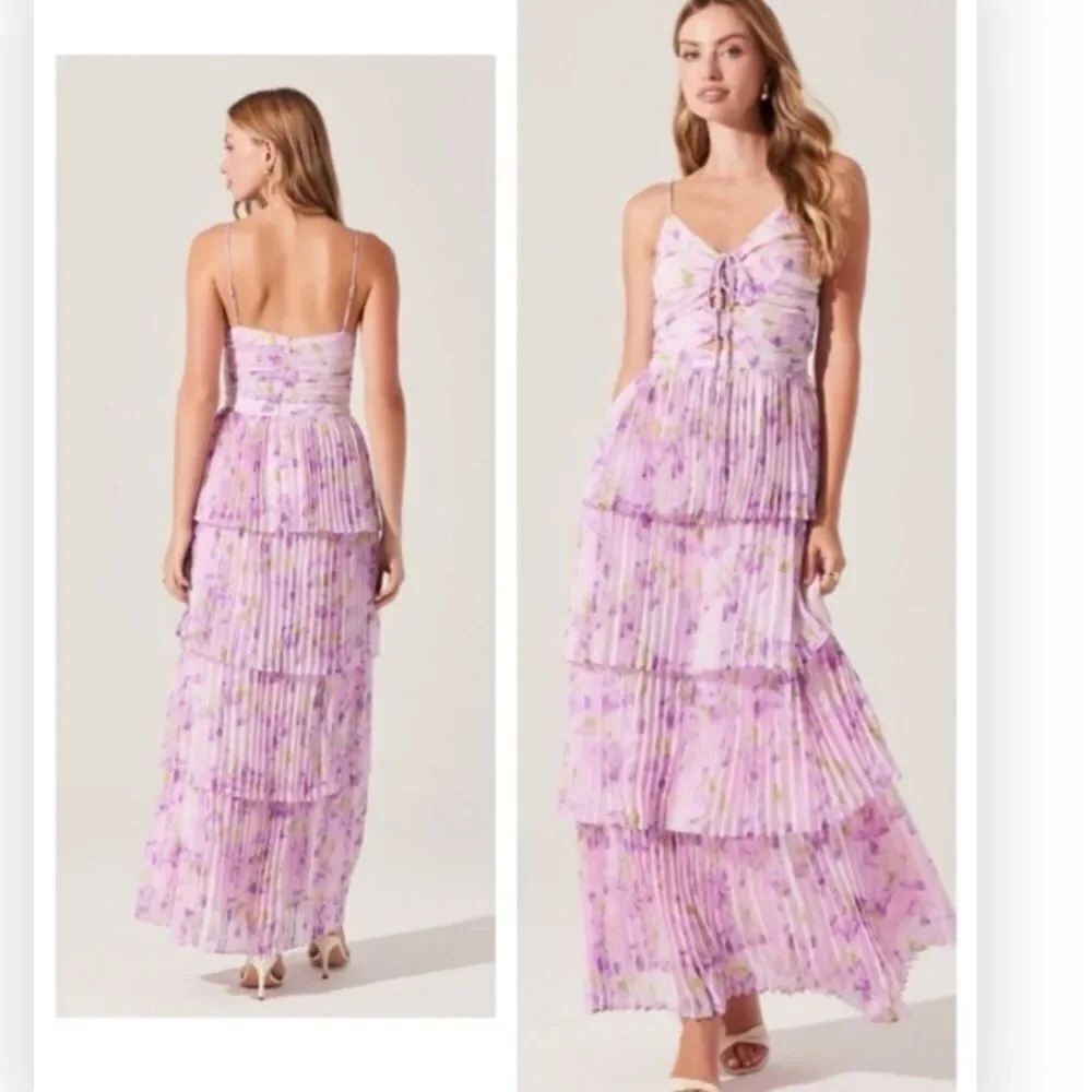 ASTR Lavender Tier Ruffle Floral Maxi Dress Revolve $178